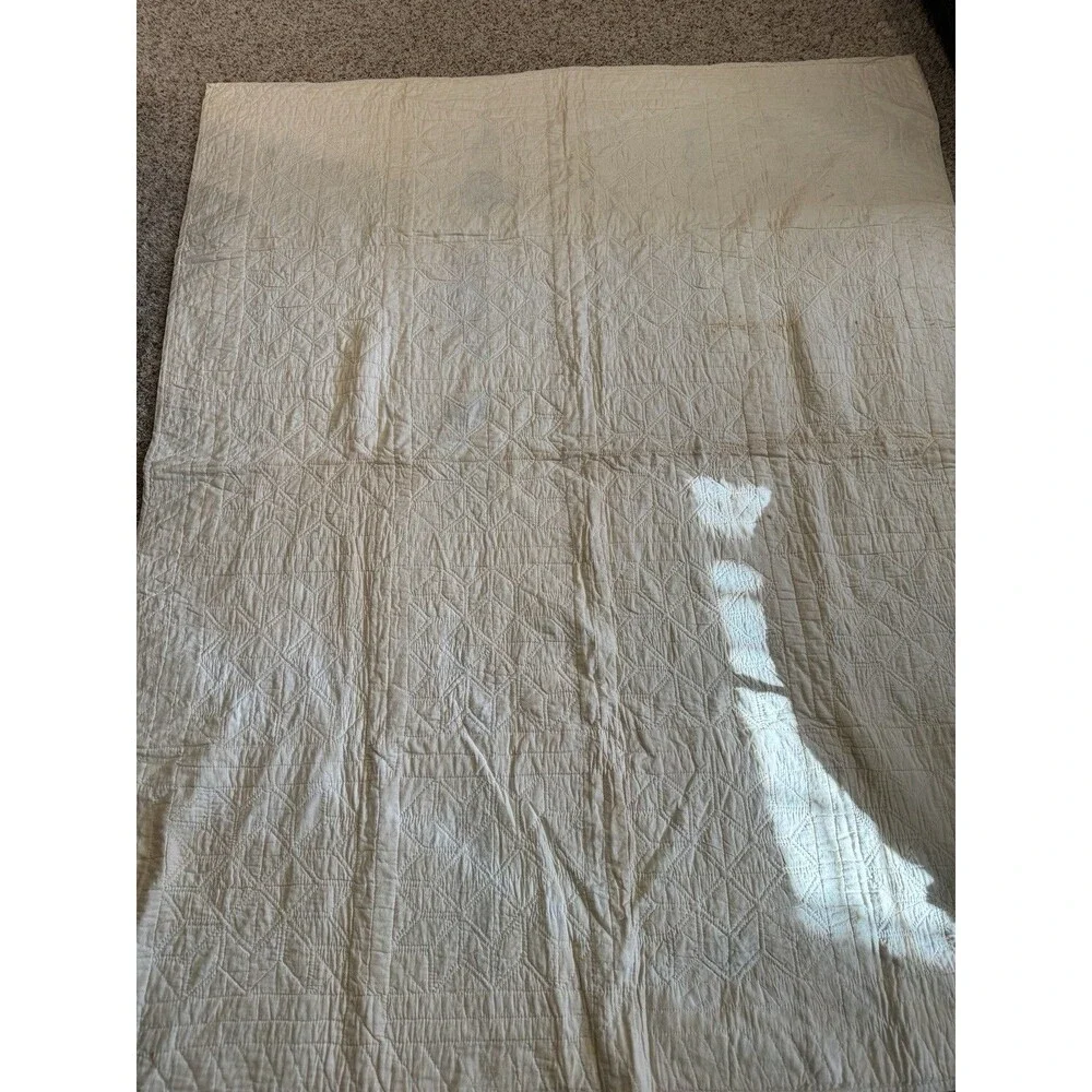 Vintage Handcrafted Patchwork Star Quilt Calico Cottagecore Folk Art 69